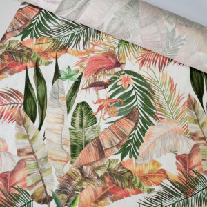 Len odzieżowy / dekor. Tropical Leaves k.53/1